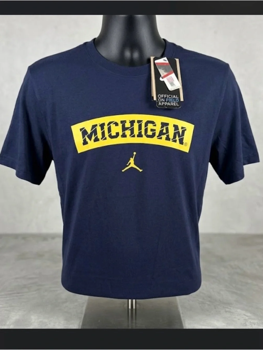 Jordan MICHIGAN BLUE DRIFIT Tee with Yellow Michigan Arch Logo 2XL